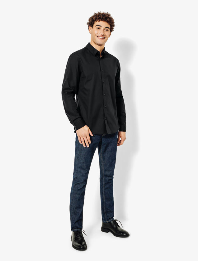 Chemise slim unie coton repassage facile