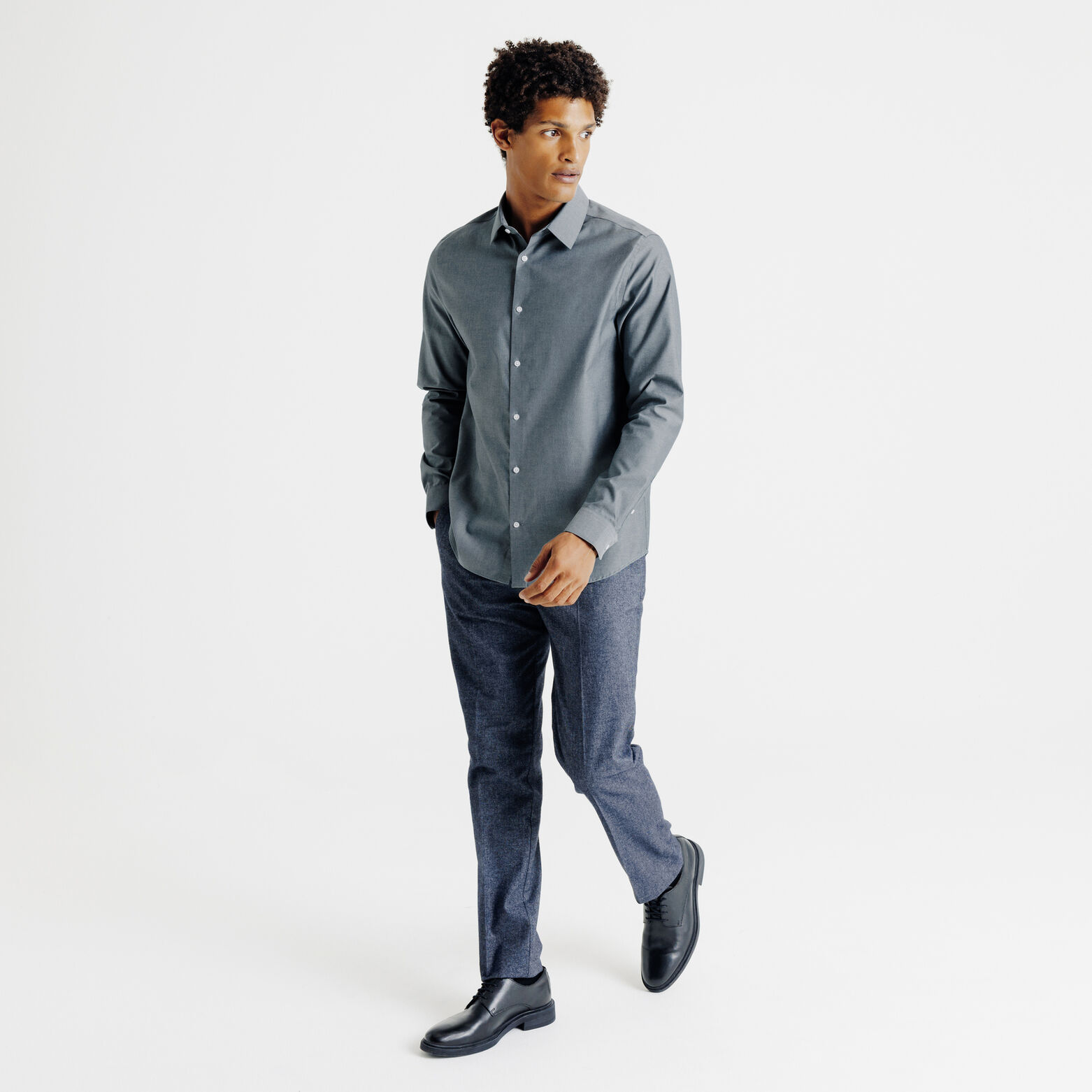 Strijkvrij regular fit hemd in katoen