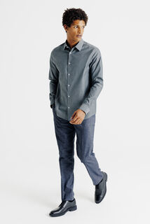 Strijkvrij regular fit hemd in katoen