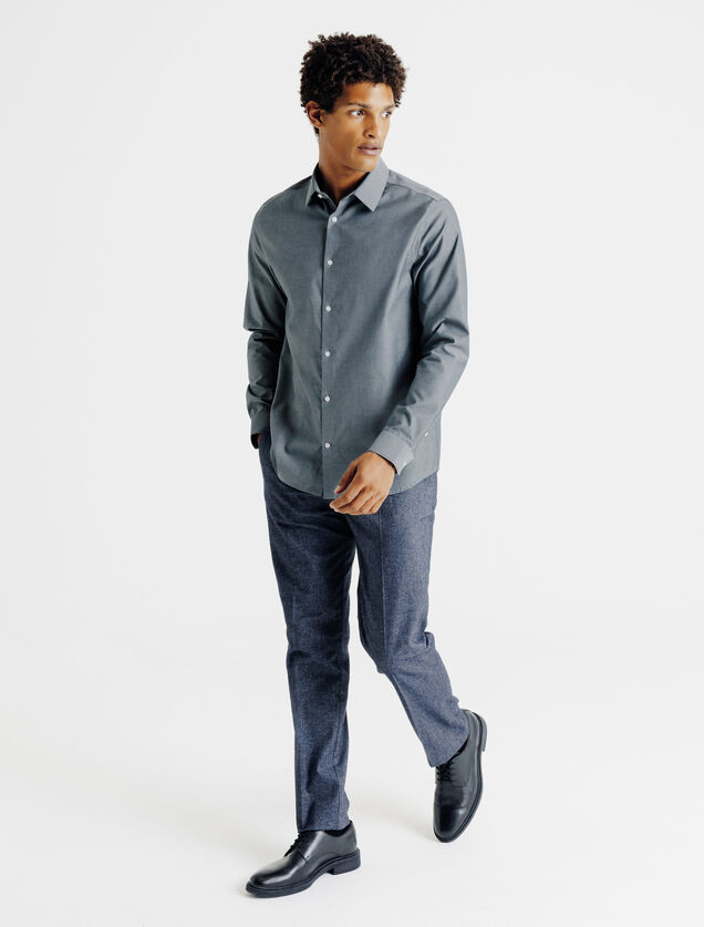 Strijkvrij regular fit hemd in katoen