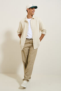 Chemise en gaze de coton unie col boutonn&eacute;