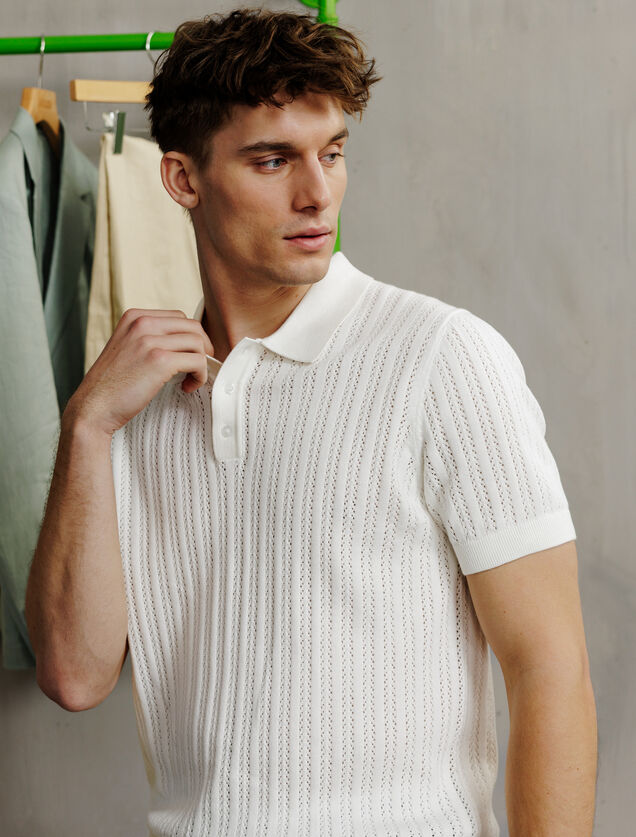 Polo korte mouwen in tricot met stekenpatroon