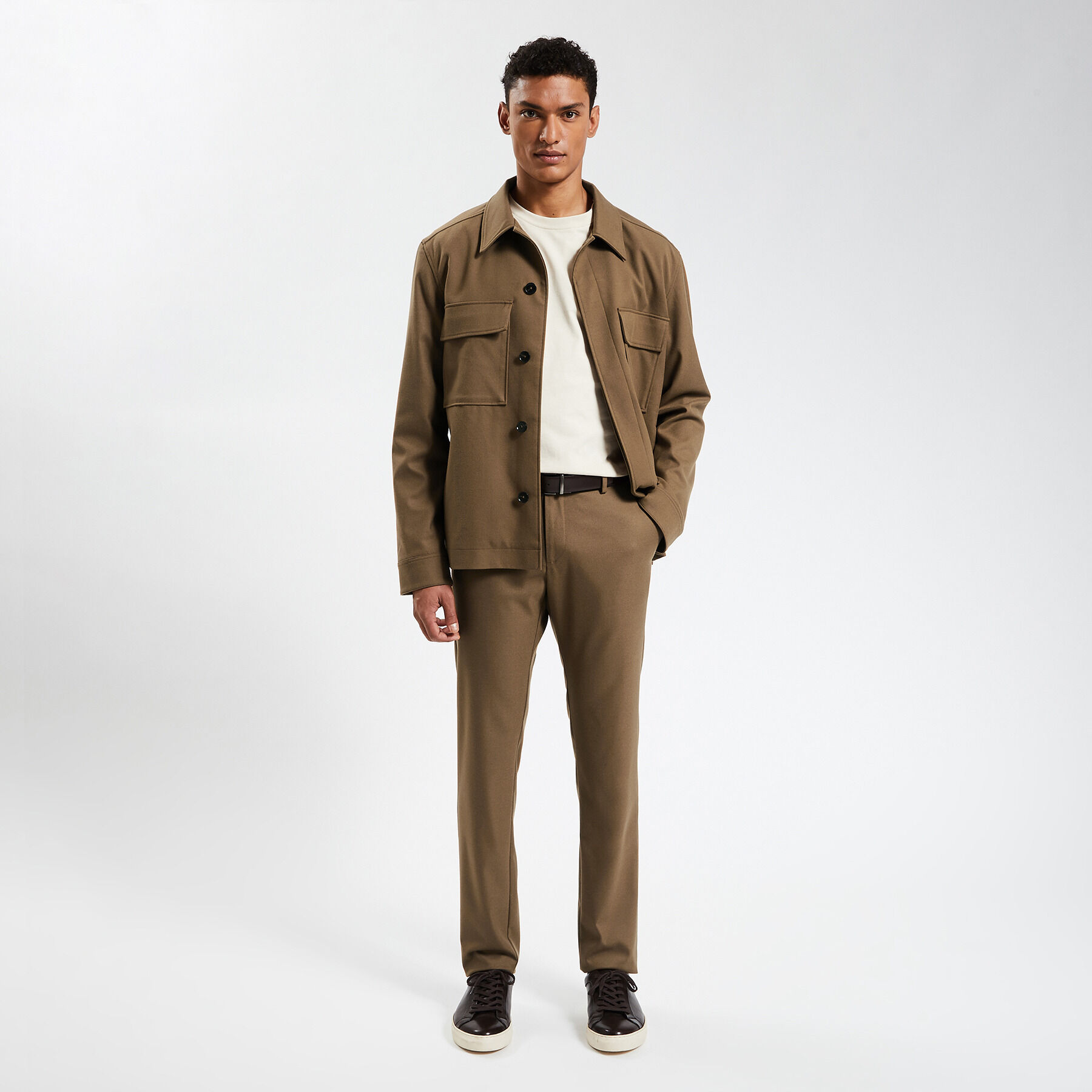 Pantalon chino slim effet flanelle Camel Jules