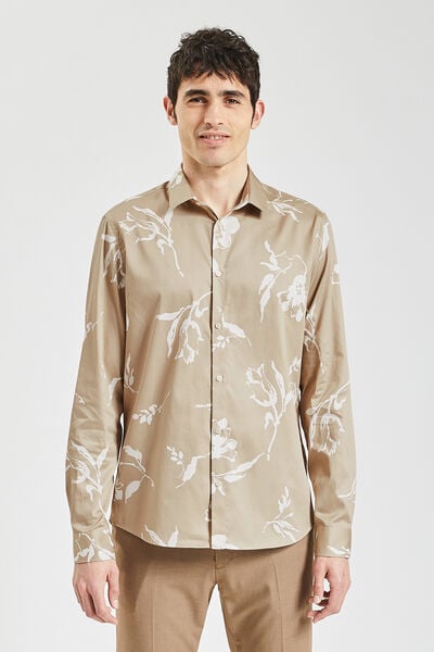 Regular hemd met bloemenprint in katoen