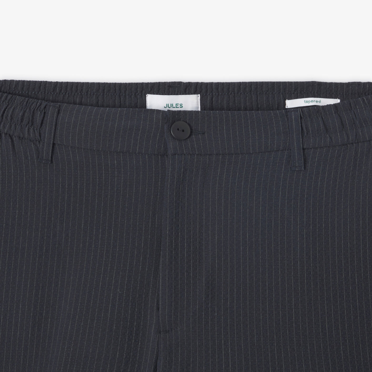 Pantalon tapered 7/8&egrave;me seersucker ray&eacute;