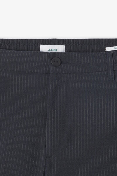 Pantalon tapered 7/8&egrave;me seersucker ray&eacute;