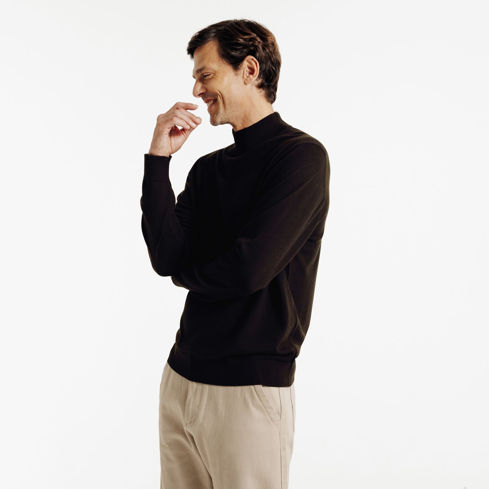 Pull col cheminée mérinos