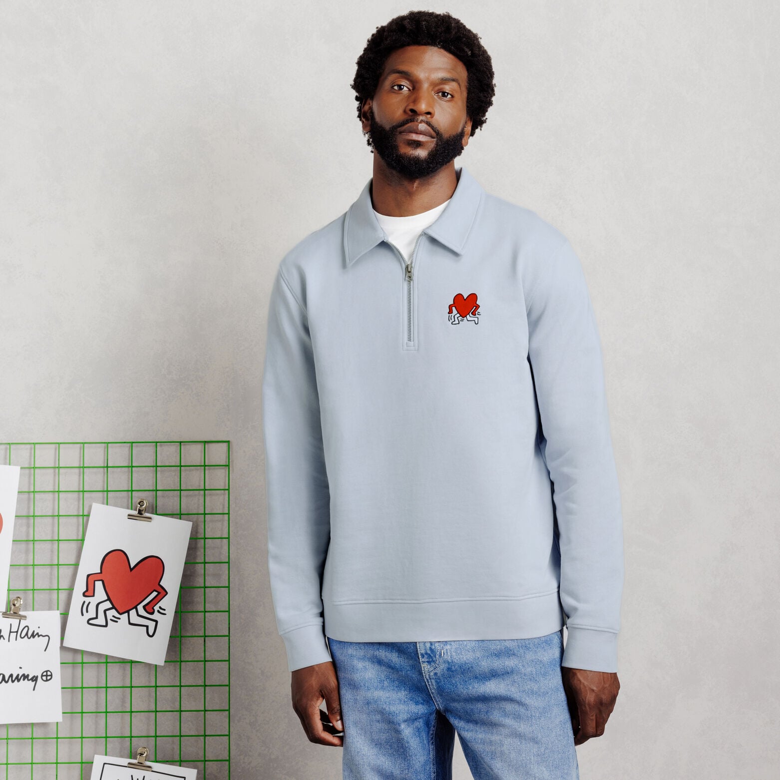 Sweater met ritskraag licentie Keith Haring