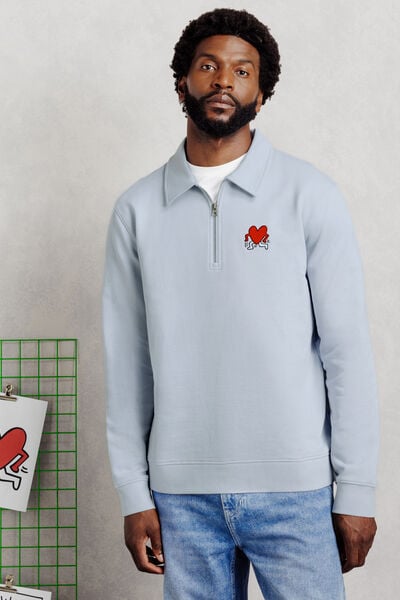 Sweater met ritskraag licentie Keith Haring