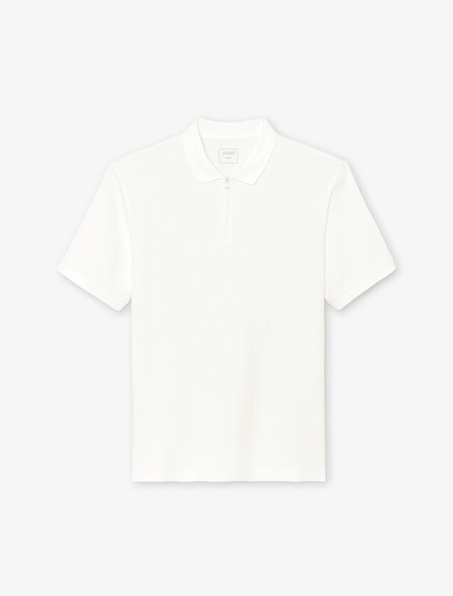 Polo manches courtes textur&eacute; col zipp&eacute;