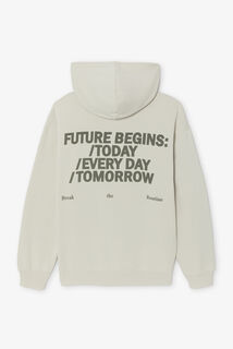 Relaxed fit sweater met kap, print op voor-en acht