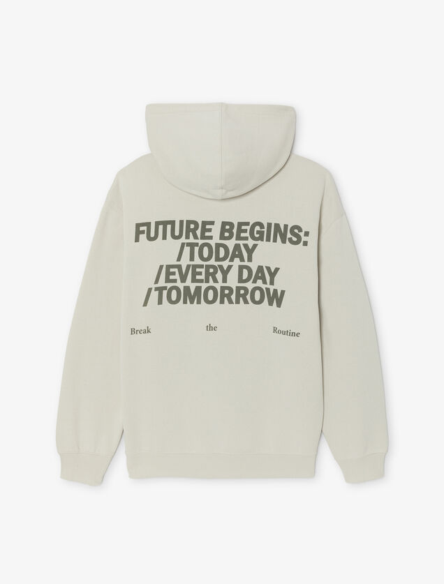 Relaxed fit sweater met kap, print op voor-en acht