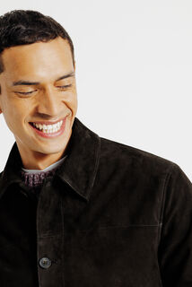 Blouson en cuir col chemise