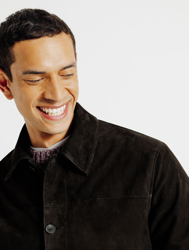 Blouson en cuir col chemise