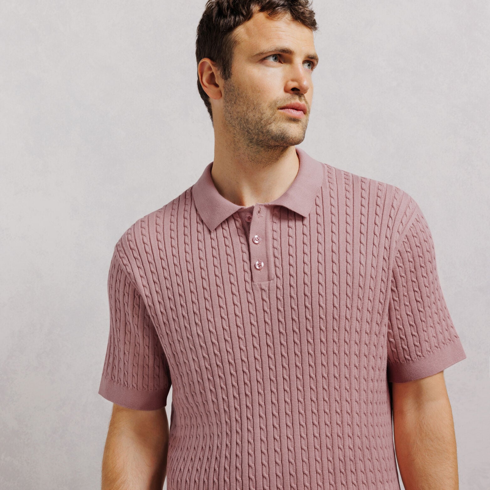 Polo en maille manches courtes torsad&eacute;