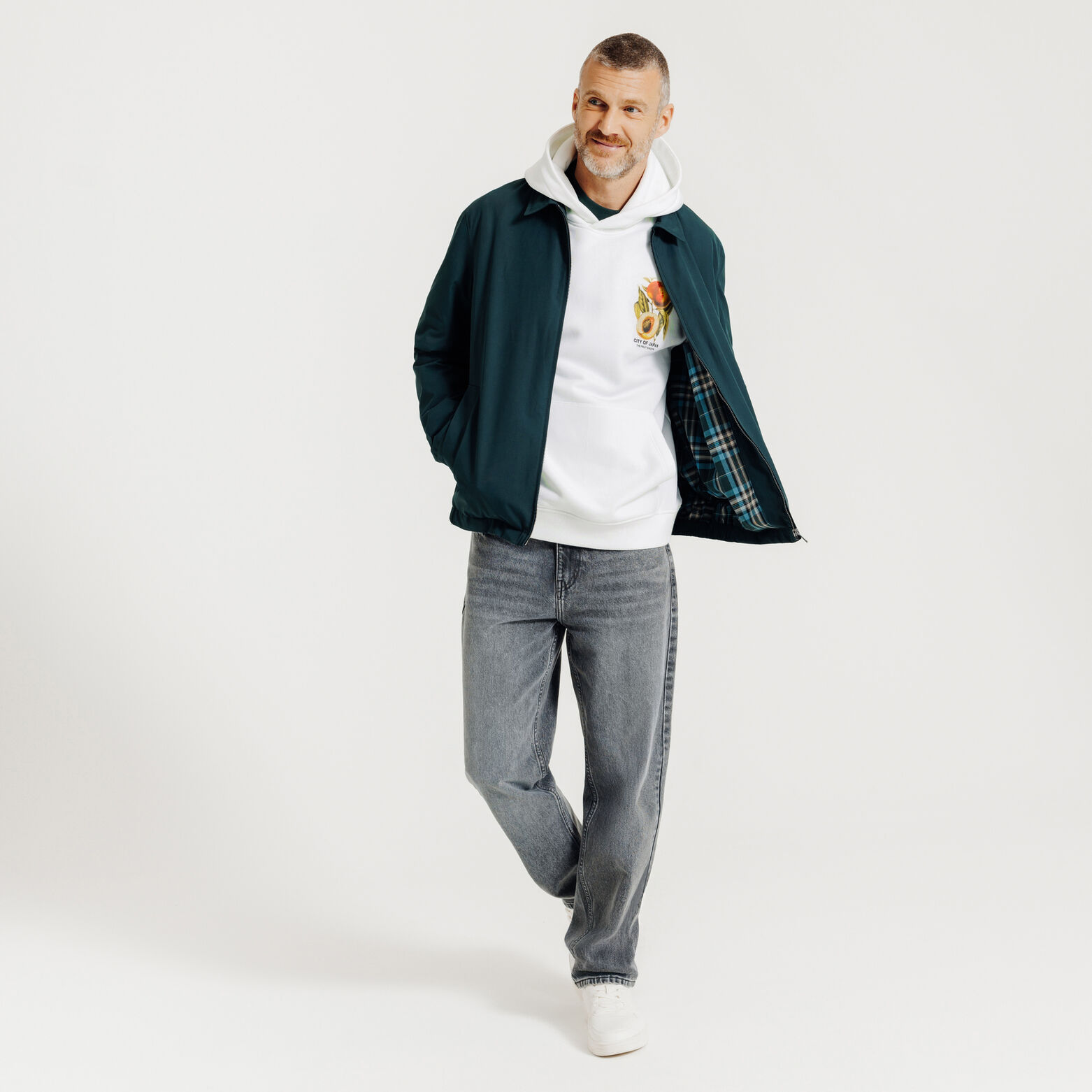 Sweat &agrave; capuche imprim&eacute; japonais devant dos