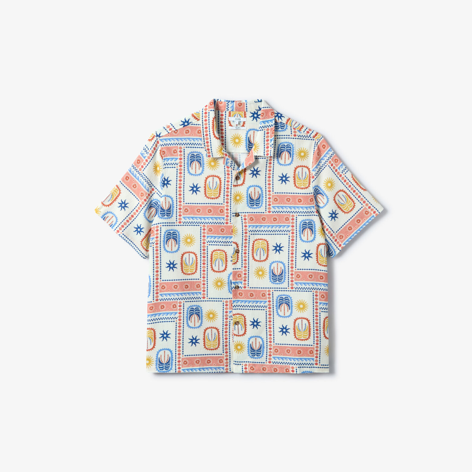 Chemisette 100% coton imprim&eacute; palmiers
