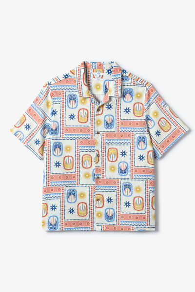 Chemisette 100% coton imprim&eacute; palmiers
