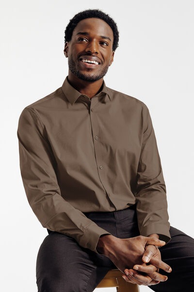 Slim effen hemd in gerecyclede polyamide