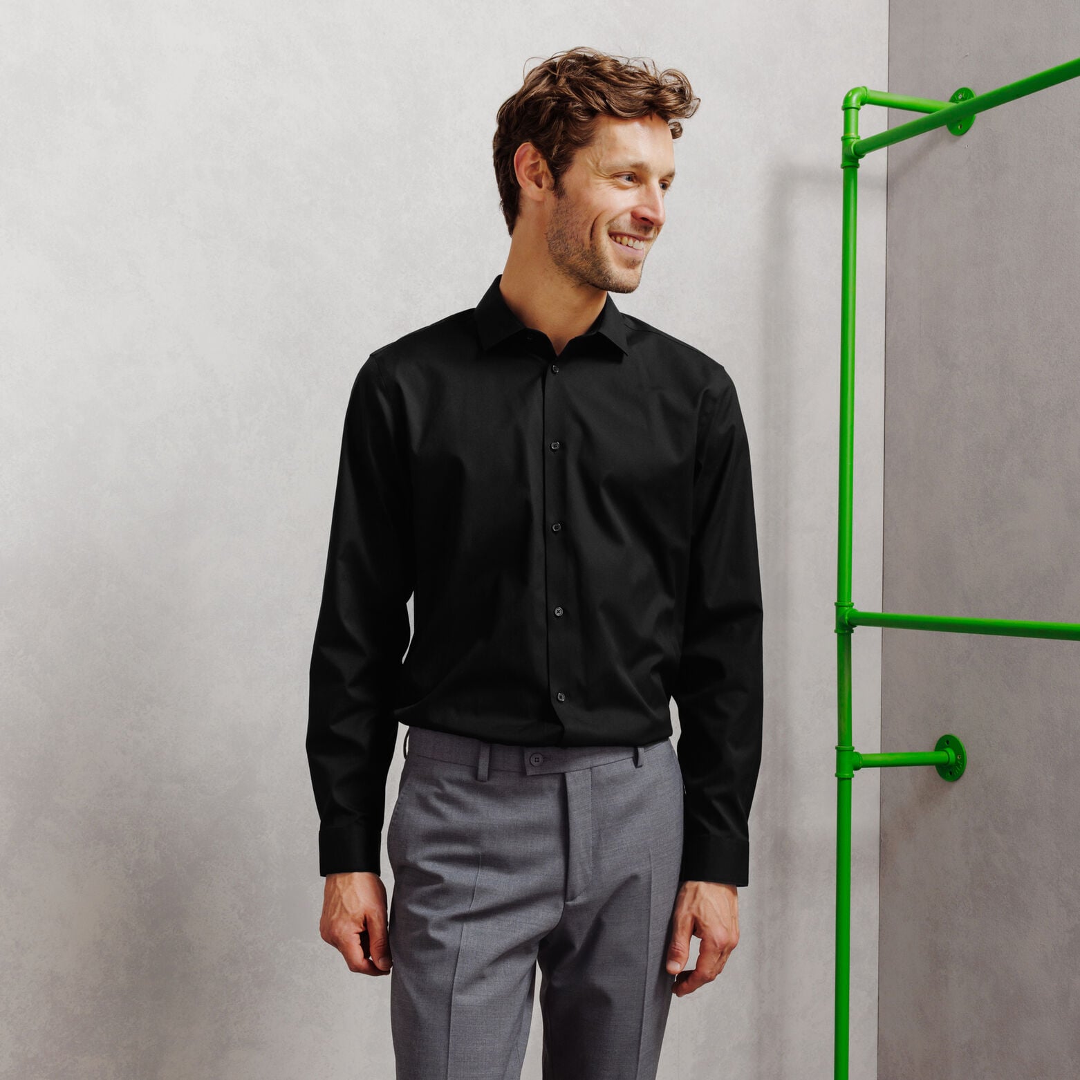 Chemise 100% coton slim sans repassage unie