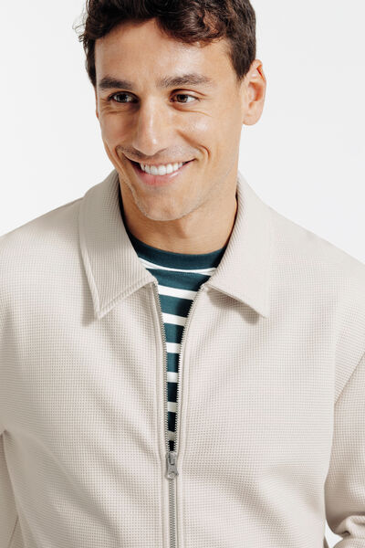 Sweat col chemise gaufr&eacute;