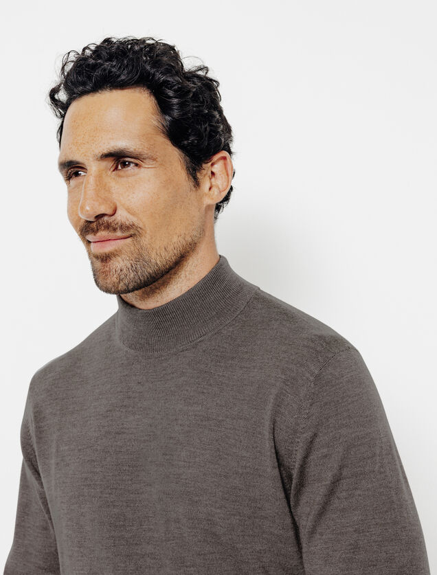 Trui schoorsteenkraag in merinos