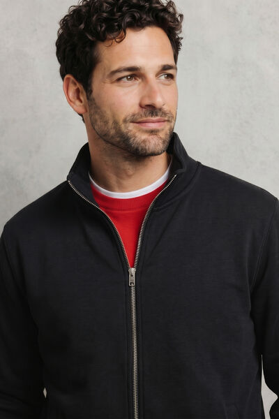 Sweat veste zipp&eacute;e col montant uni heavy weight