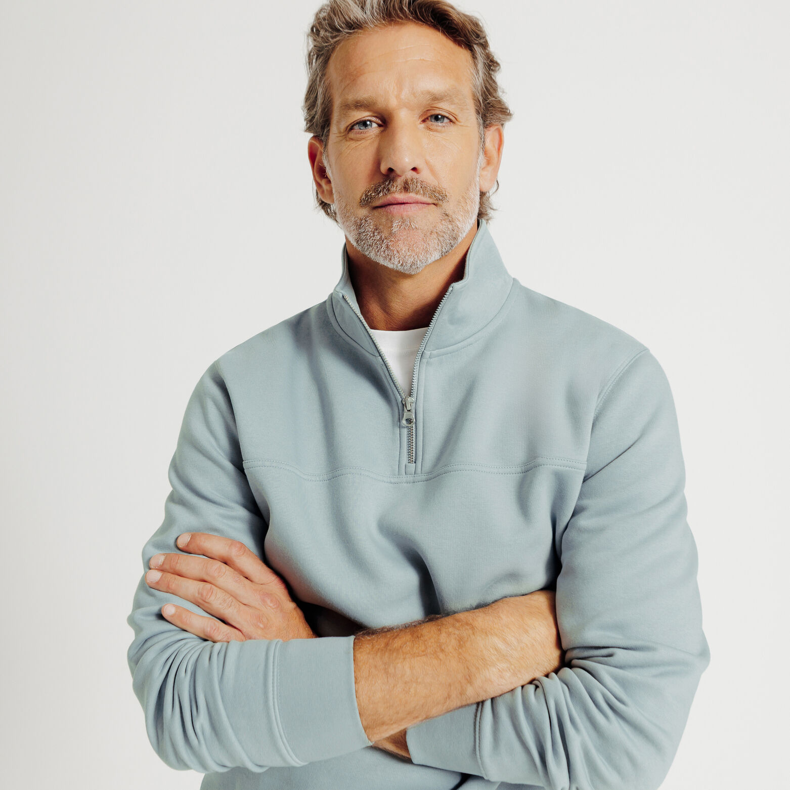 Effen sweater met opstaande ritskraag