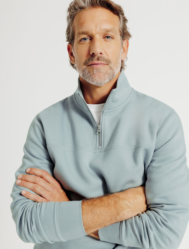 Sweat col montant zipp&eacute; uni