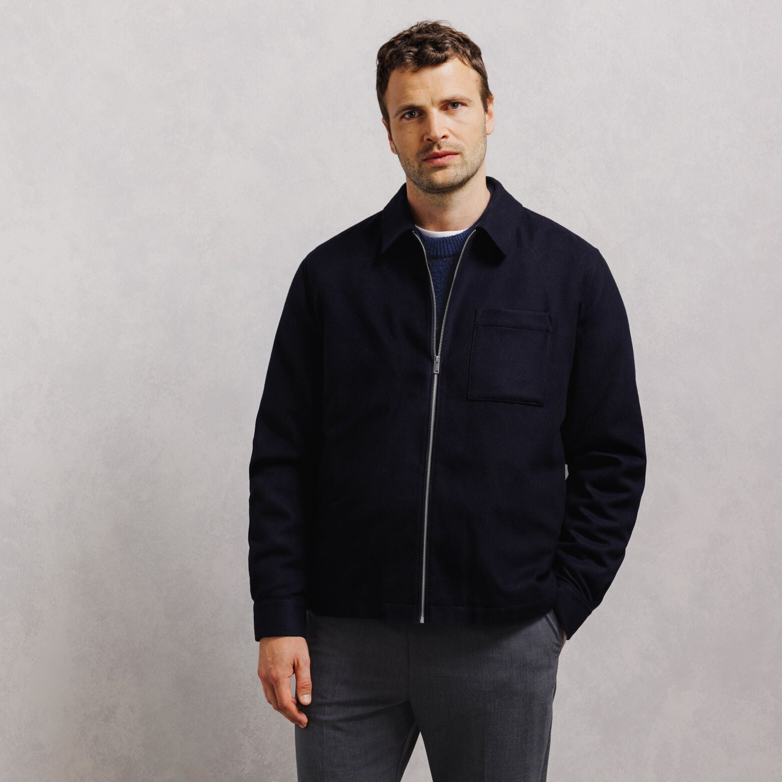 Veste col chemise zipp&eacute;e