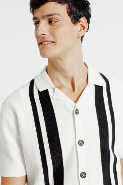 Chemisette en maille col requin ray&eacute;