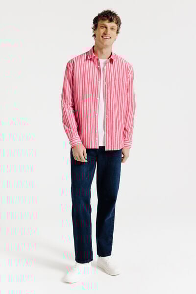 Chemise boxy ray&eacute;e en coton