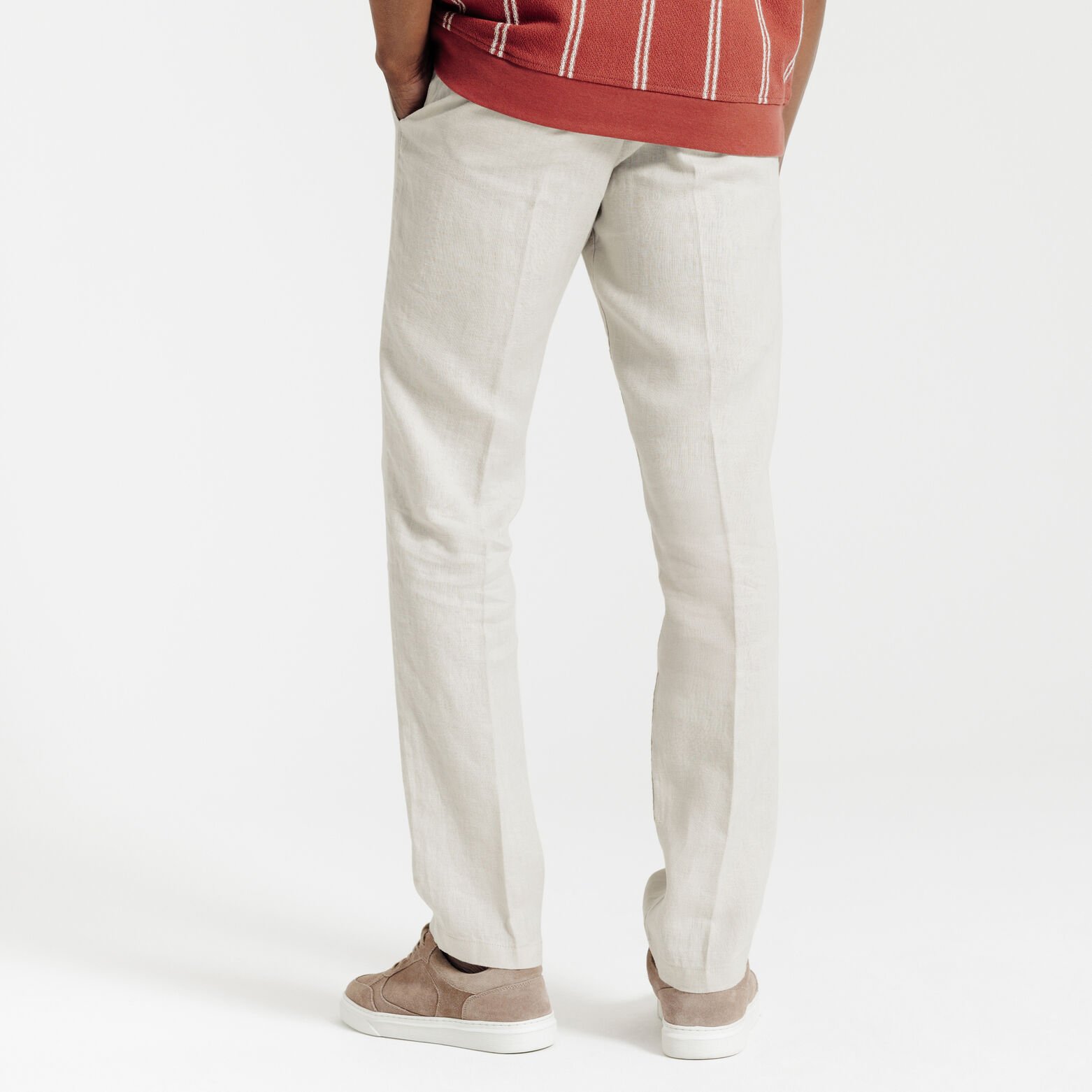 Pantalon chino straight 100% lin