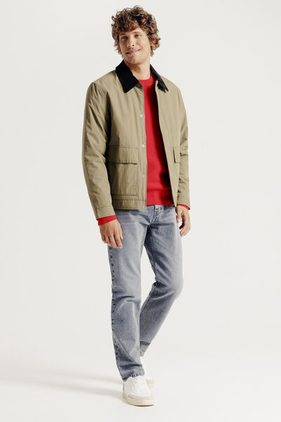 Pull col rond jeux de points fantaisie