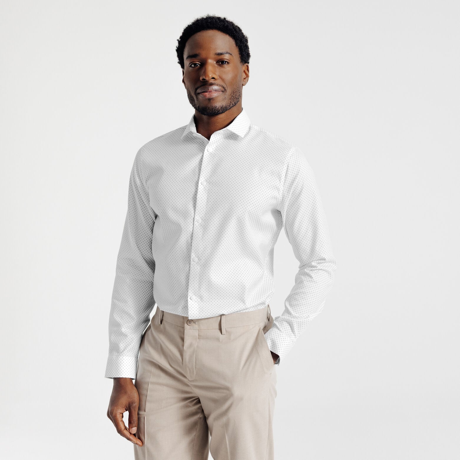 Chemise sans repassage slim en coton imprim&eacute;e