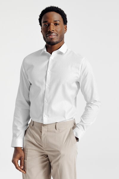 Chemise sans repassage slim en coton imprim&eacute;e