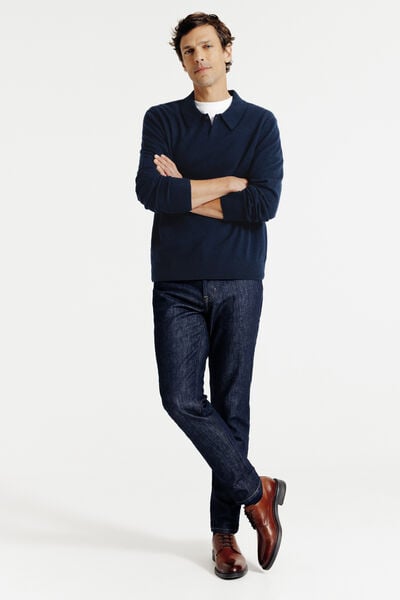 Tricot polo in merinos kasjmier