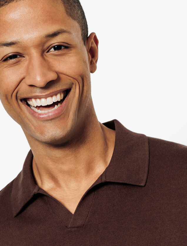 Polo en maille col resort jersey