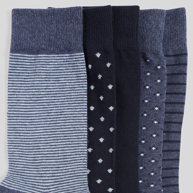 Lot de 5 paires chaussettes micro motif coton issu