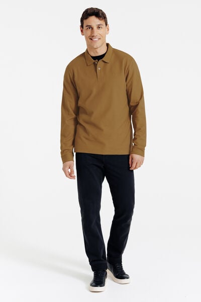 Polo manches longues piqu&eacute; uni