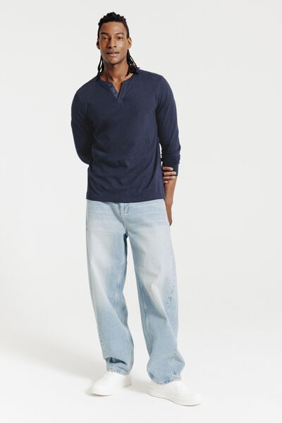 Tee shirt col tunisien manches longues