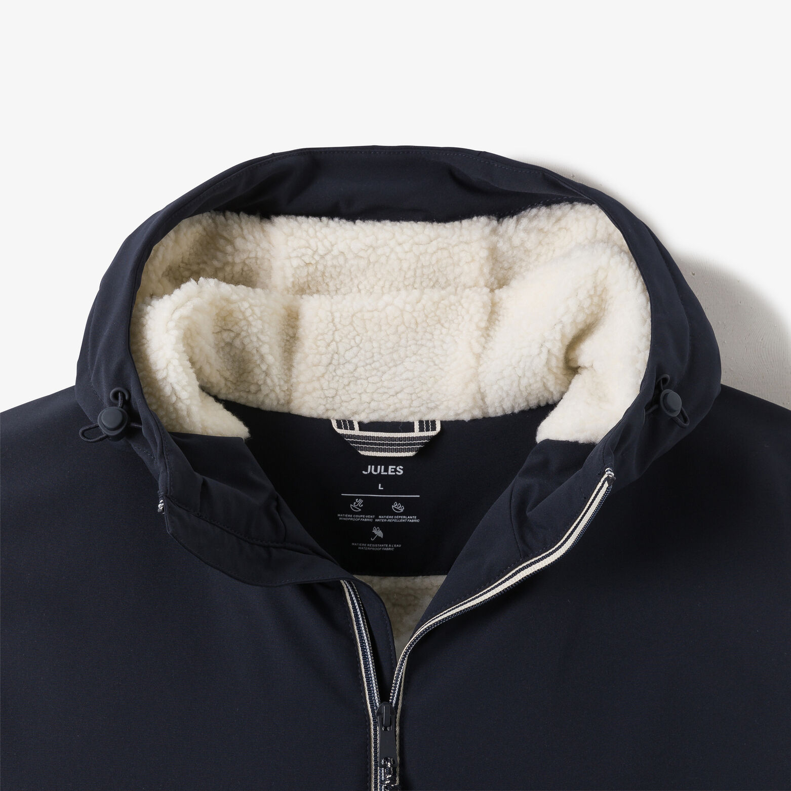 Parka longue à capuche doublée en sherpa