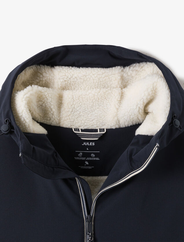 Parka longue &agrave; capuche doubl&eacute;e en sherpa