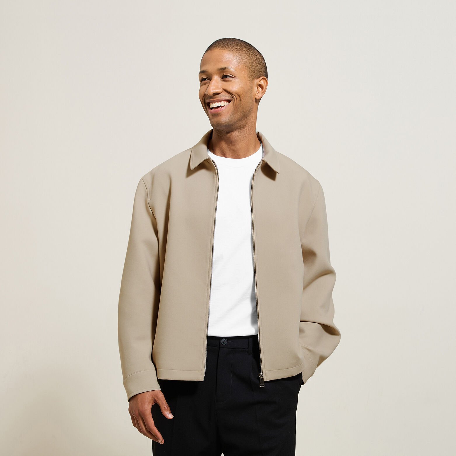 Veste mi-saison zipp&eacute;e col chemise