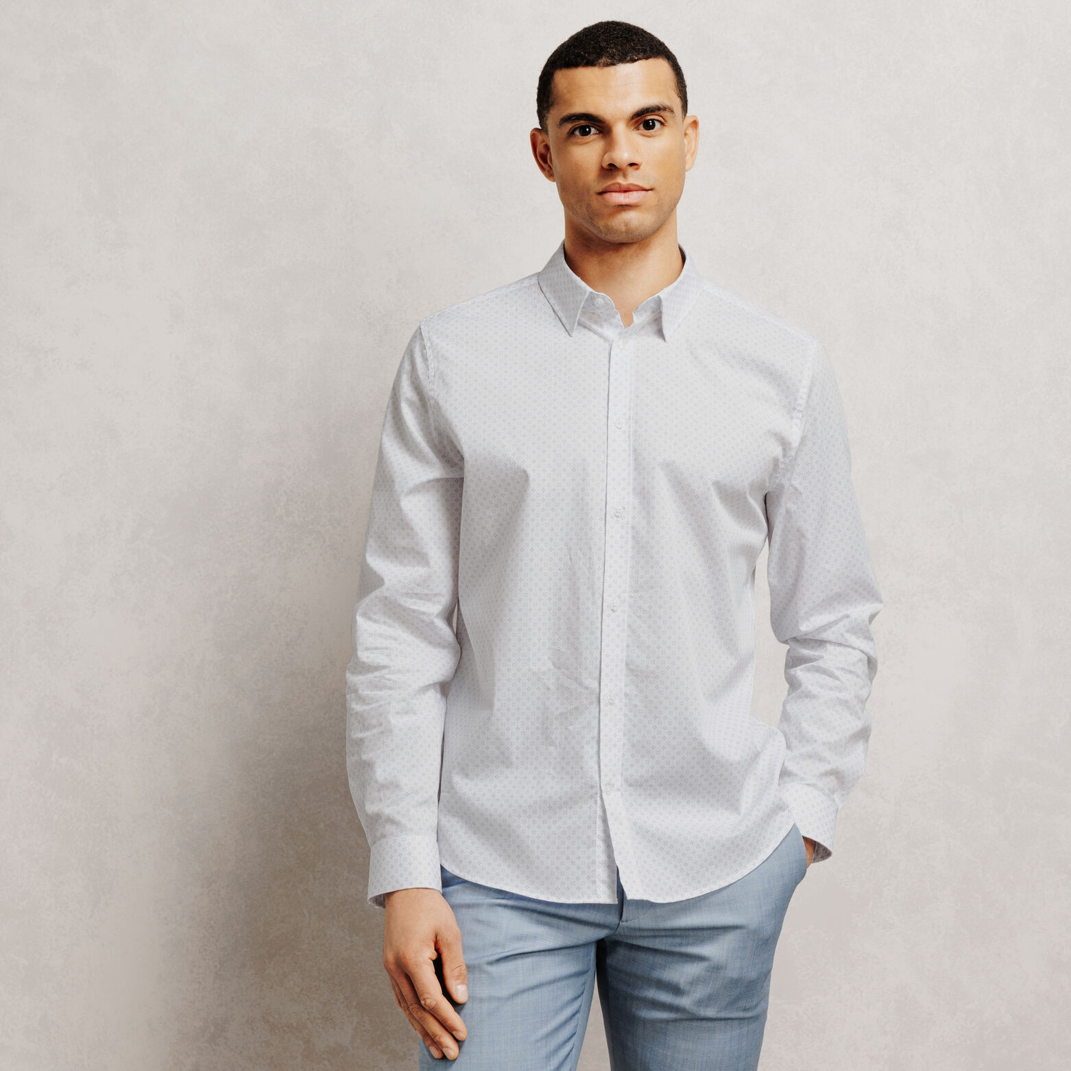 Chemise en coton slim imprim&eacute; g&eacute;om&eacute;trique