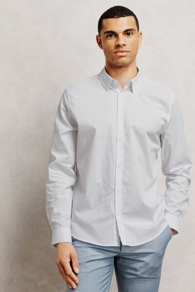 Slim fit hemd in katoen met geometrische print
