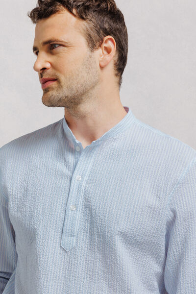 Chemise col mao regular 100% coton