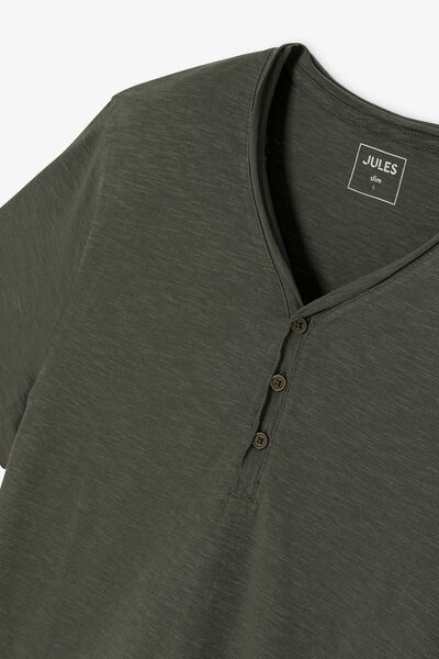 T-shirt met knooplijst in gevlamde stof