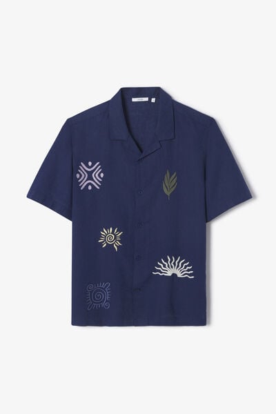 Chemisette en coton lin brod&eacute;e