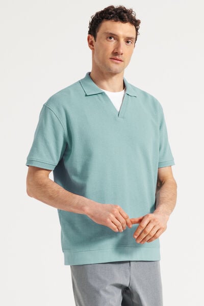 Polo korte mouwen met resortkraag in ribstof